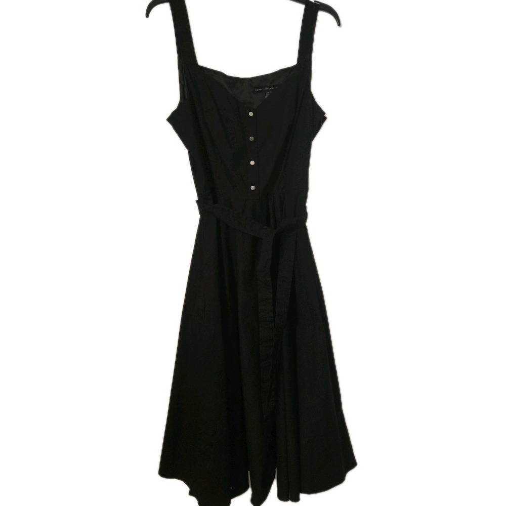 White House Black Market Sleeveless Button-Up Belted Midi Dress Pockets Size 10